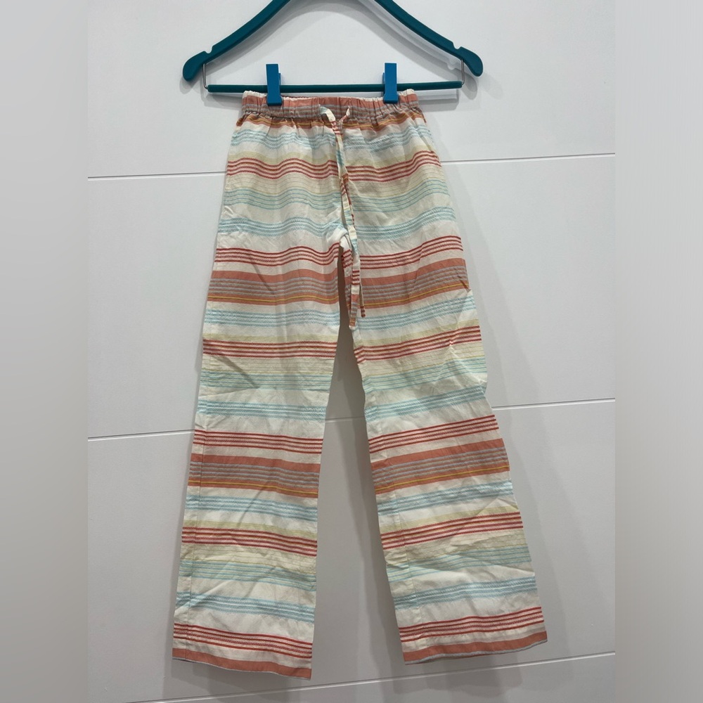 Papo d'Anjo Multicolor Striped Girls Linen-Like Pants